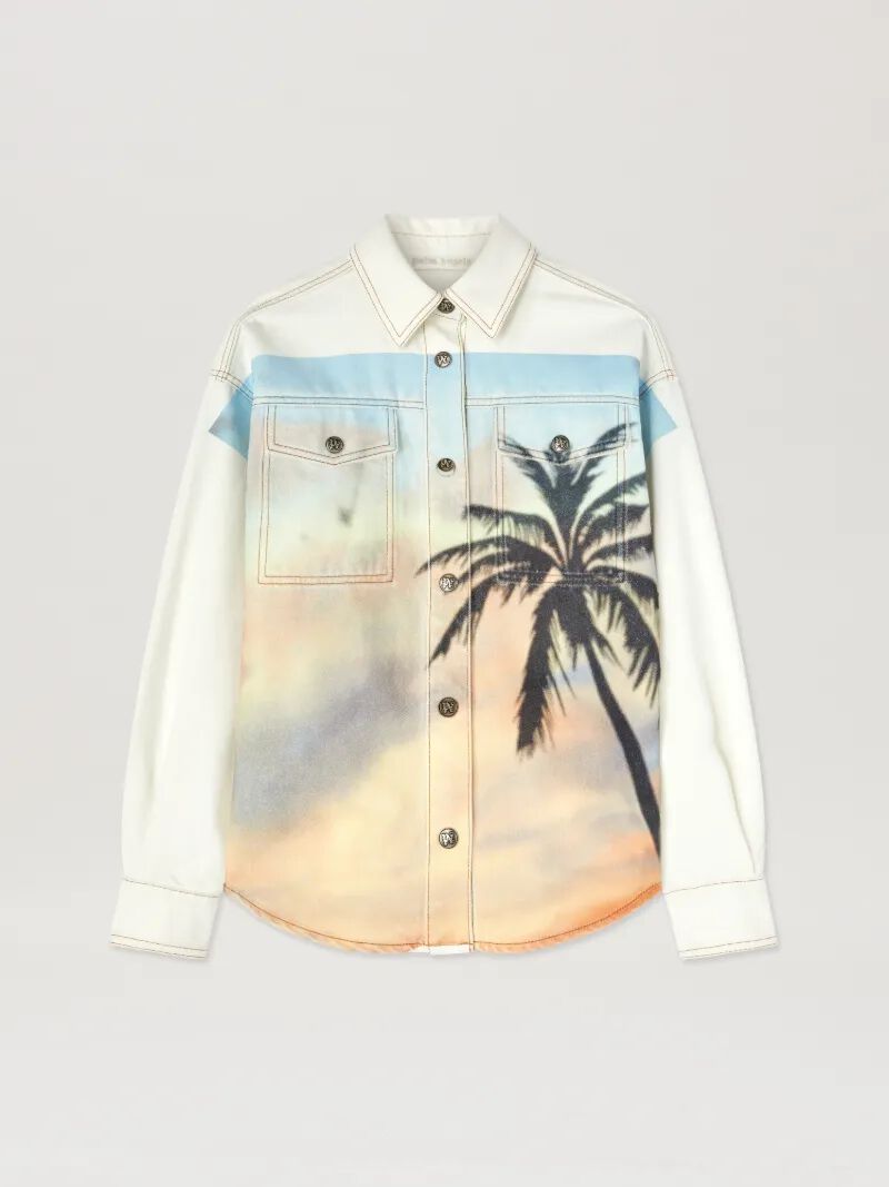 sunrise palm denim-Überhemd off white -