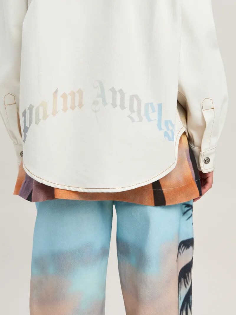 sunrise palm denim-Überhemd off white -
