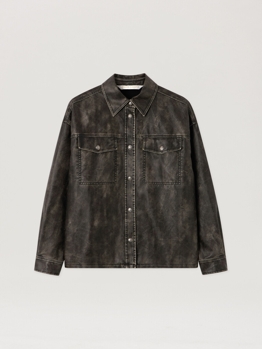 beschichtetes overshirt mit gebogenem logo