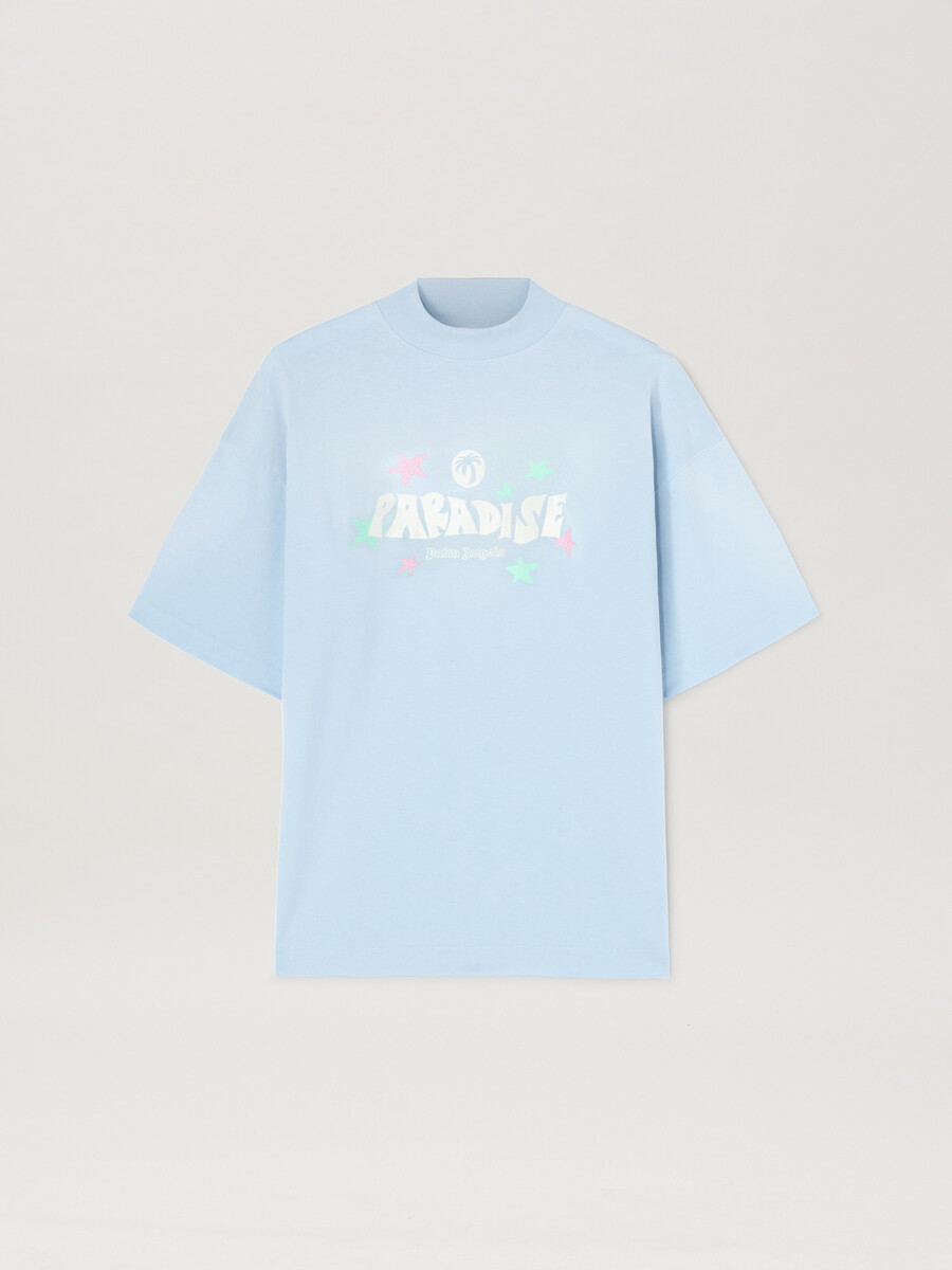 paradise palm loose tee baby blue - off