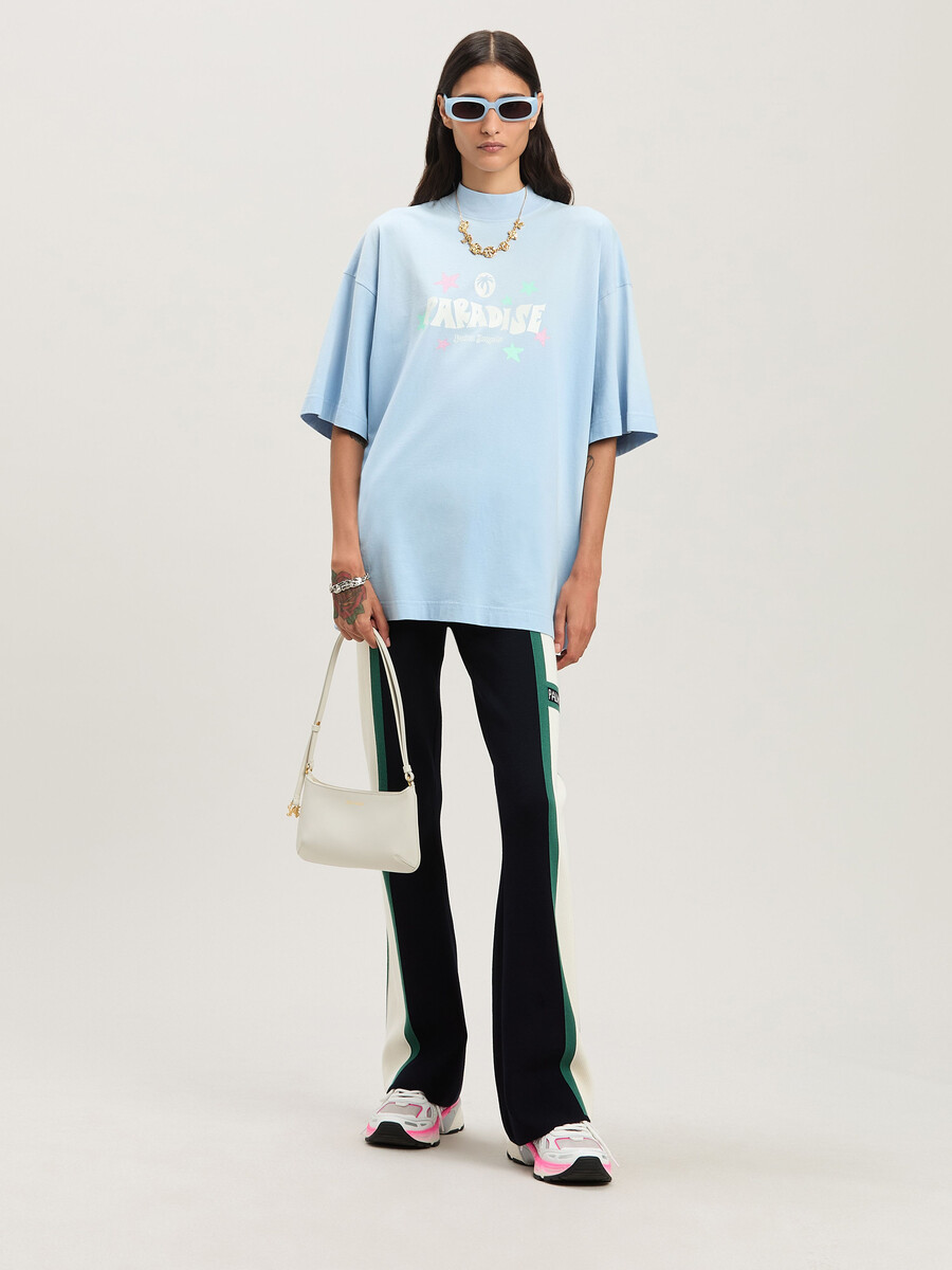 paradise palm loose tee baby blue - off