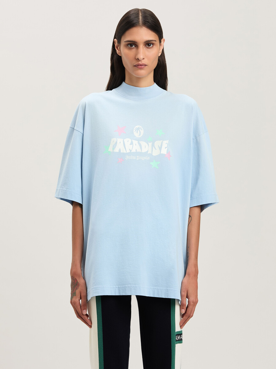 paradise palm loose tee baby blue - off