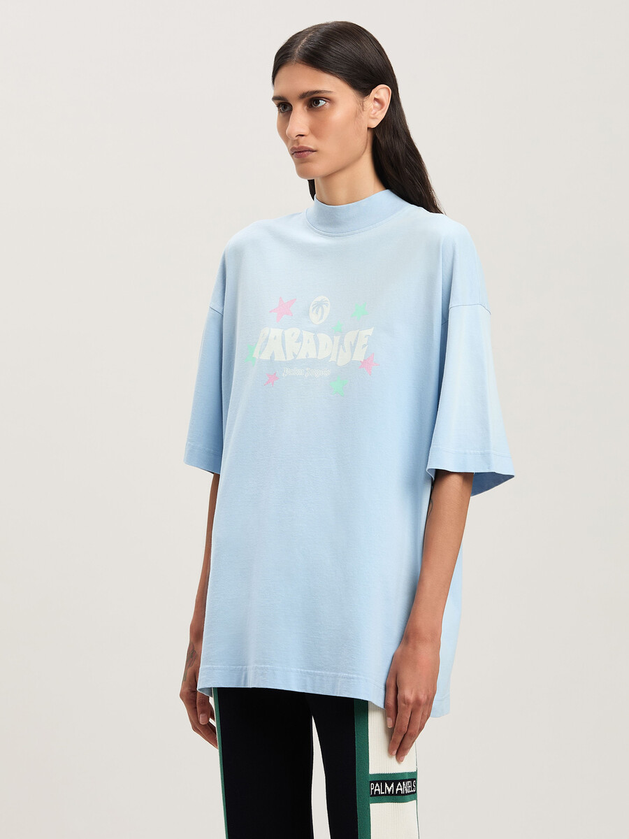 paradise palm loose tee baby blue - off