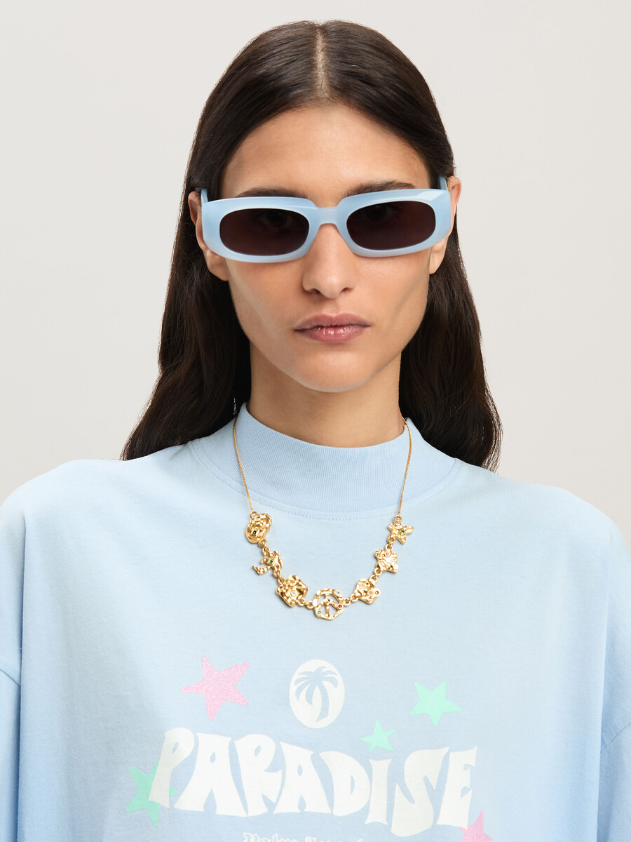 paradise palm loose tee baby blue - off