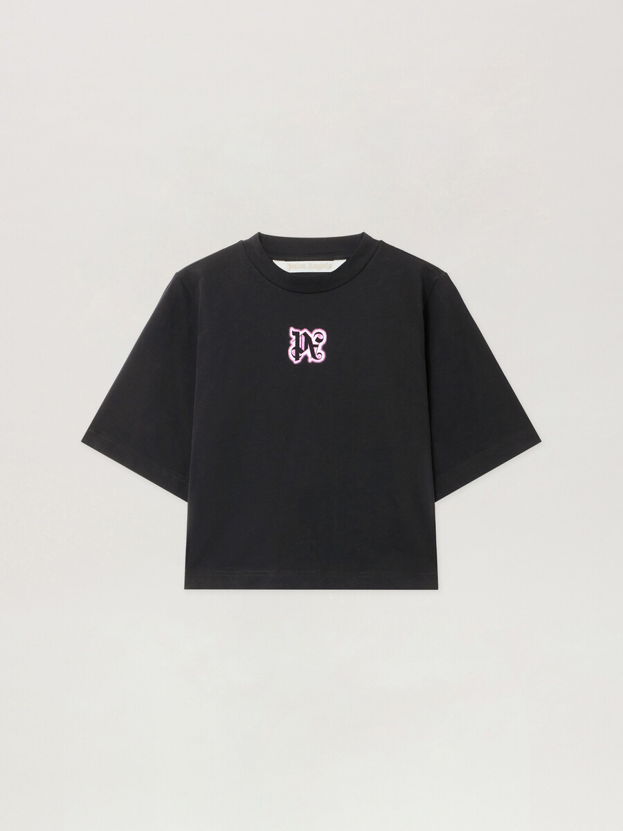 klassisches cropped-t-shirt mit logo