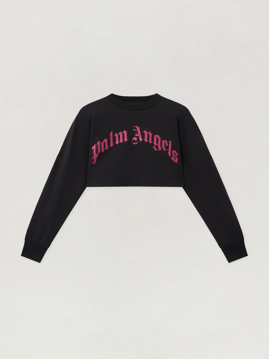 crop-top mit geschwungenem logo und langen Ärmeln