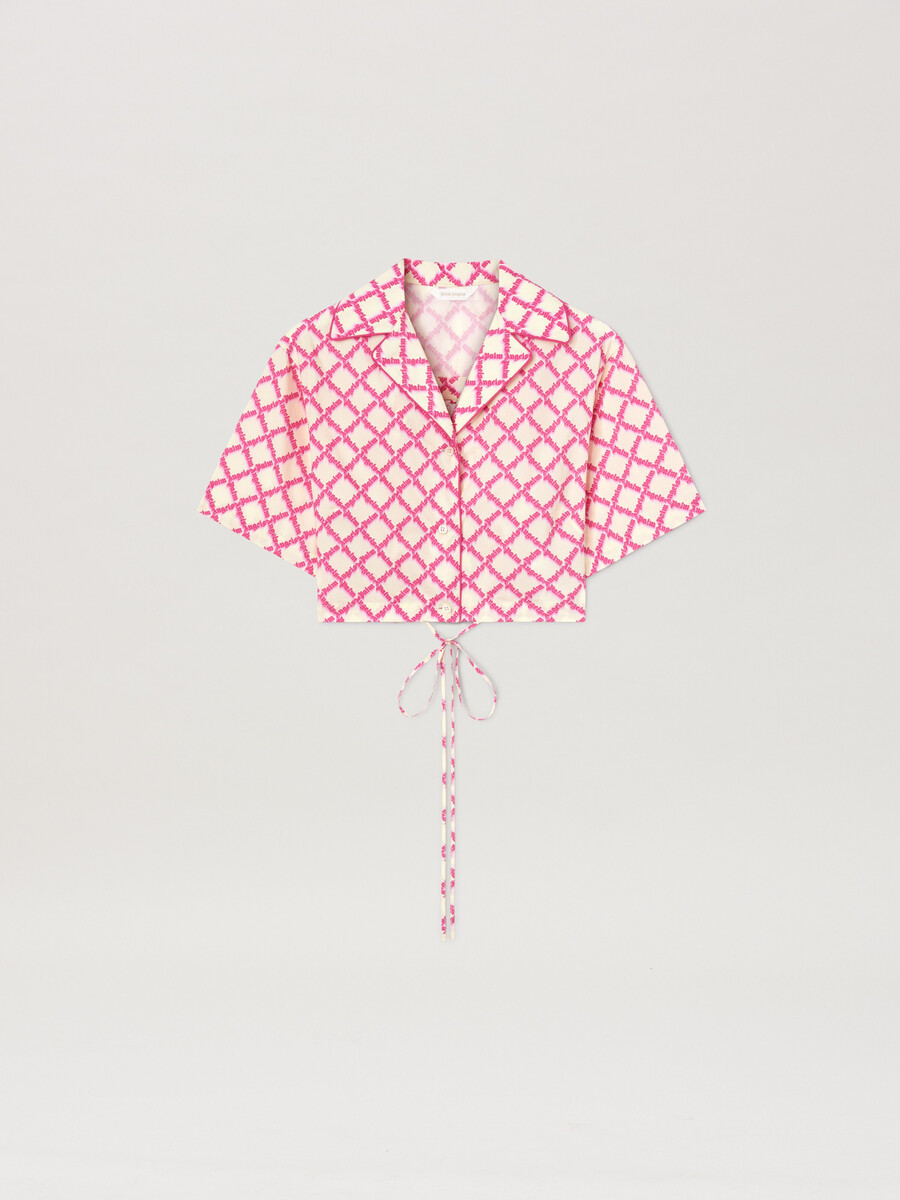 net logo crisscrossed shirt elfenbein - fuchs
