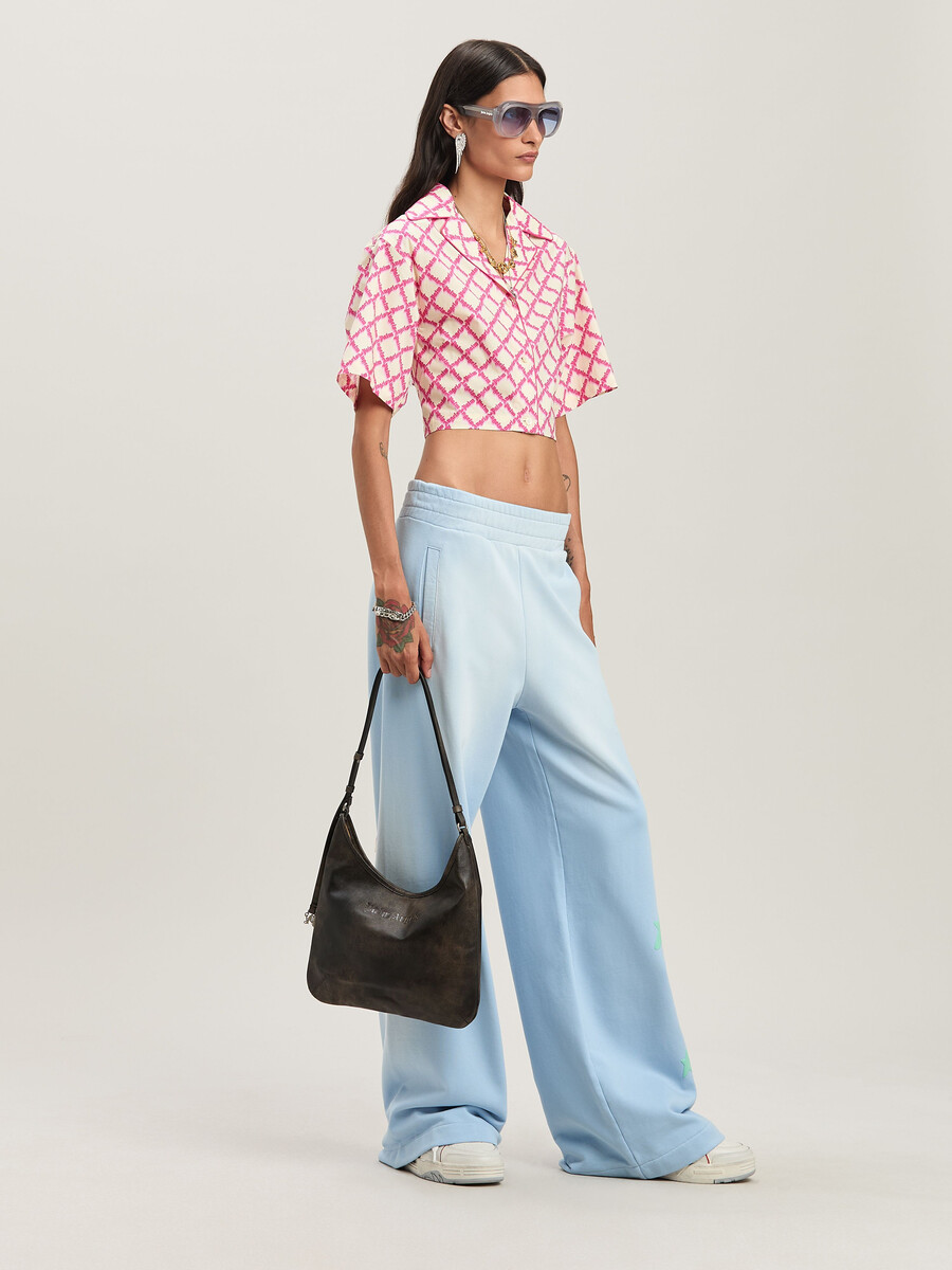 net logo crisscrossed shirt elfenbein - fuchs