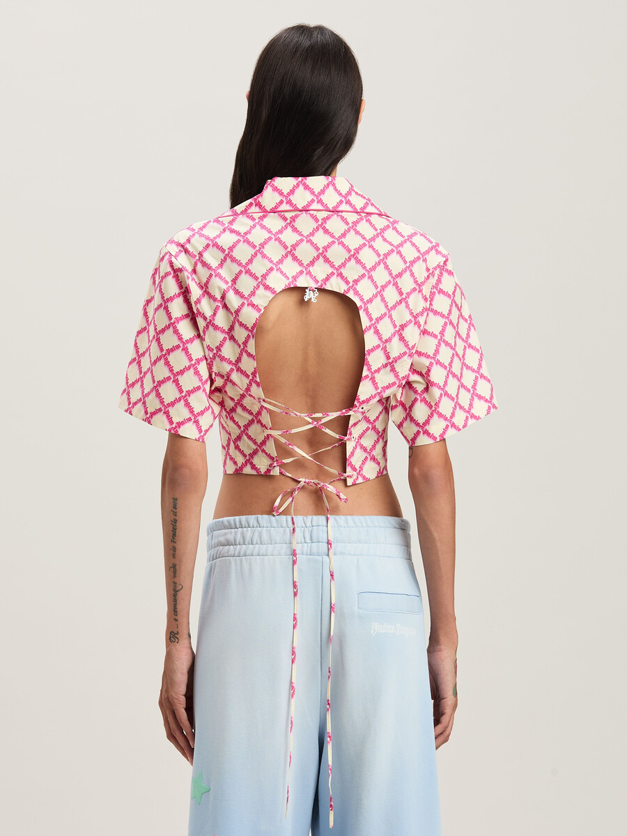 net logo crisscrossed shirt elfenbein - fuchs