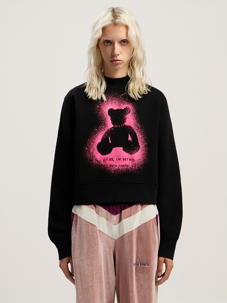 spray bear fitted crew sweatshirt