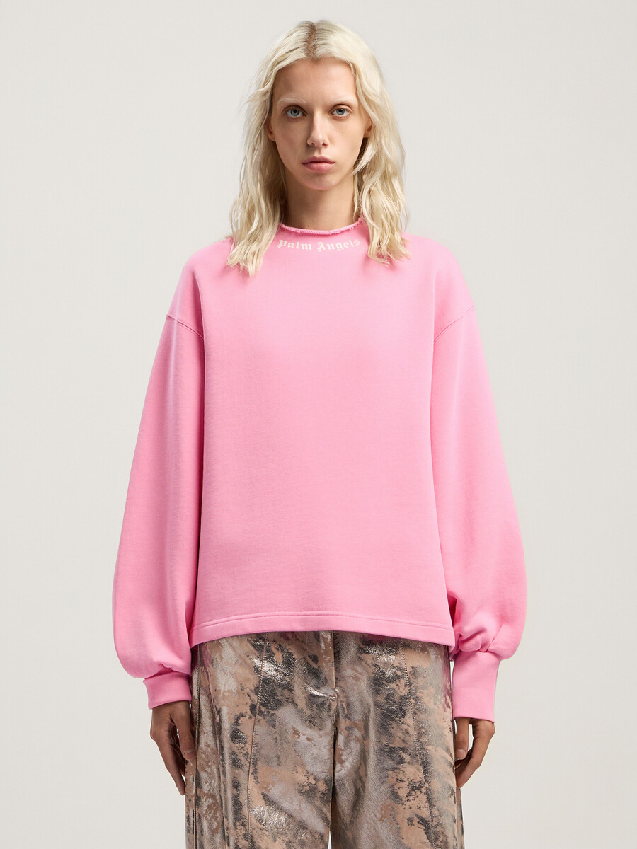 sweatshirt mit geschwungenem logokragen und ballonform