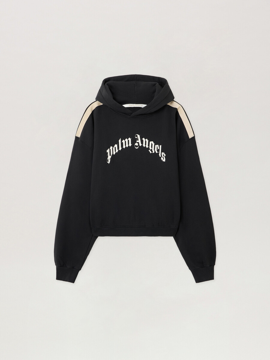curved logo track crop hoodie