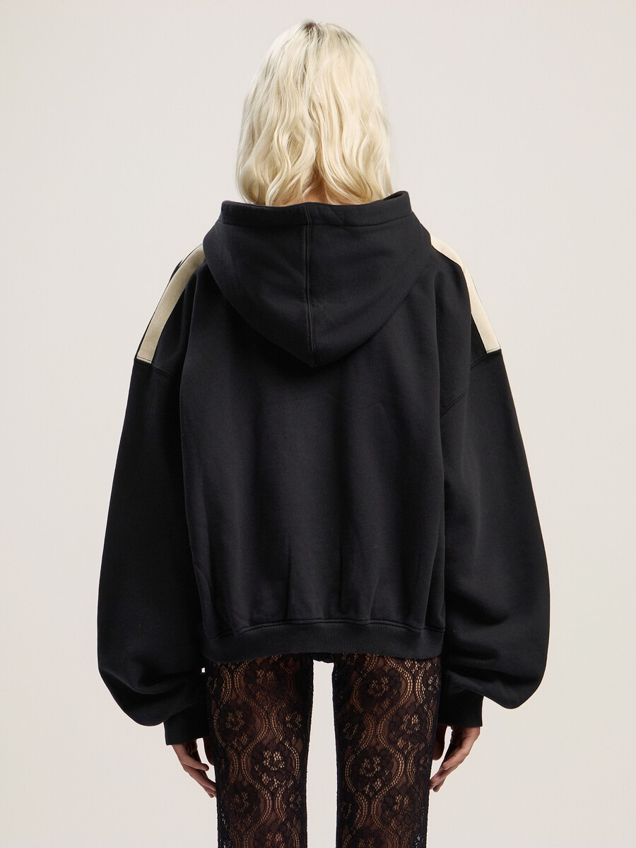 curved logo track crop hoodie