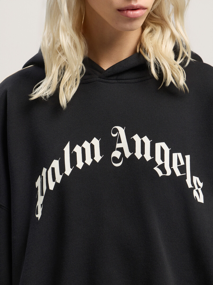 curved logo track crop hoodie