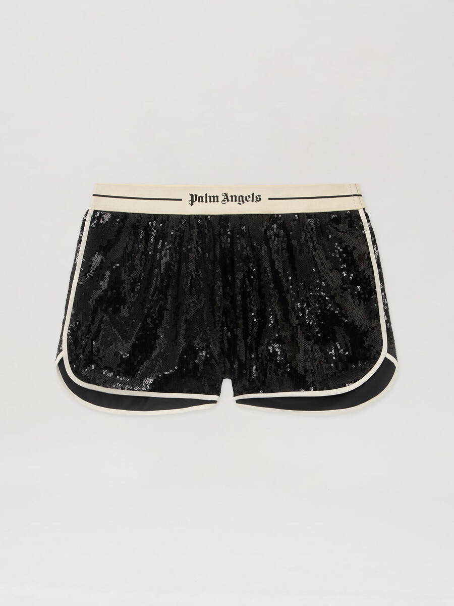 klassische pailletten-shorts mit logo