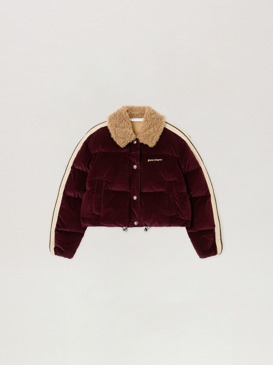 klassische cord-daunenjacke mit logo