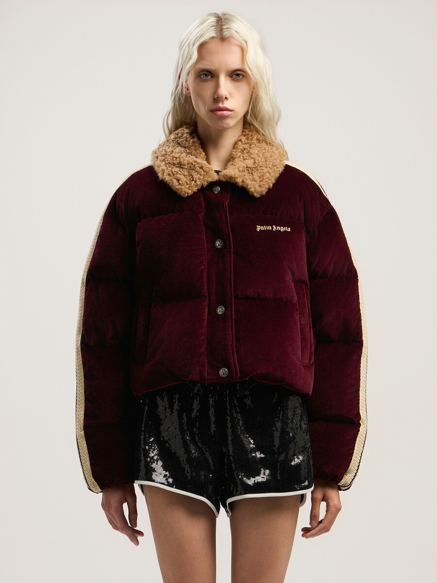 klassische cord-daunenjacke mit logo