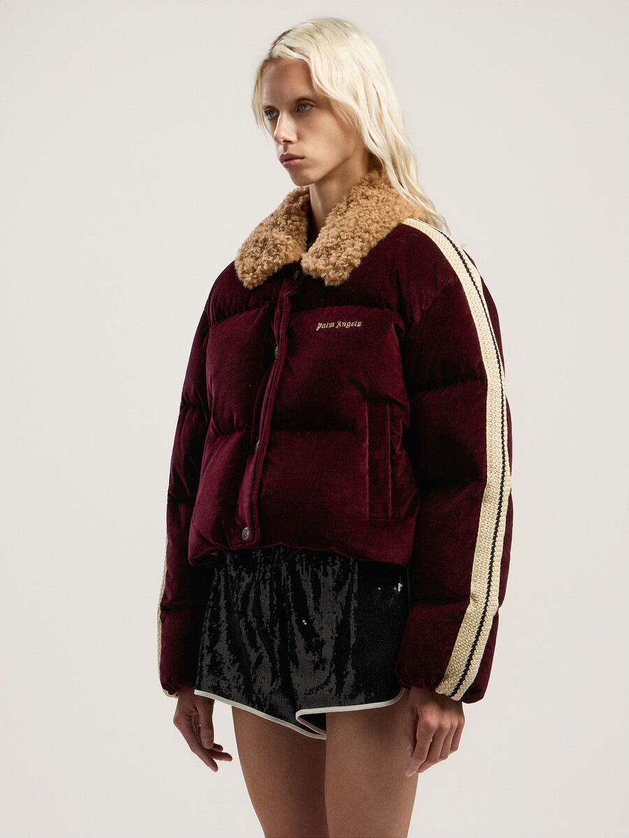 klassische cord-daunenjacke mit logo