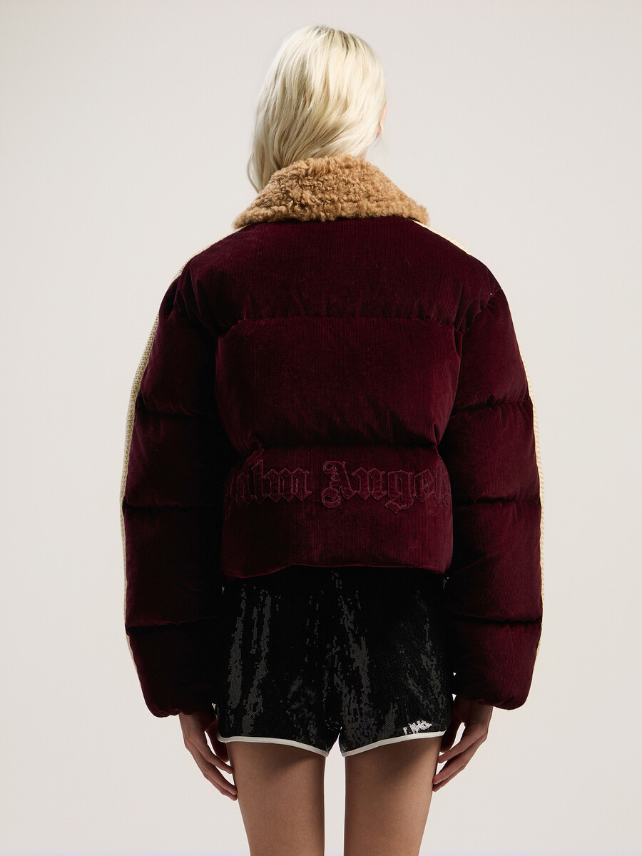 klassische cord-daunenjacke mit logo
