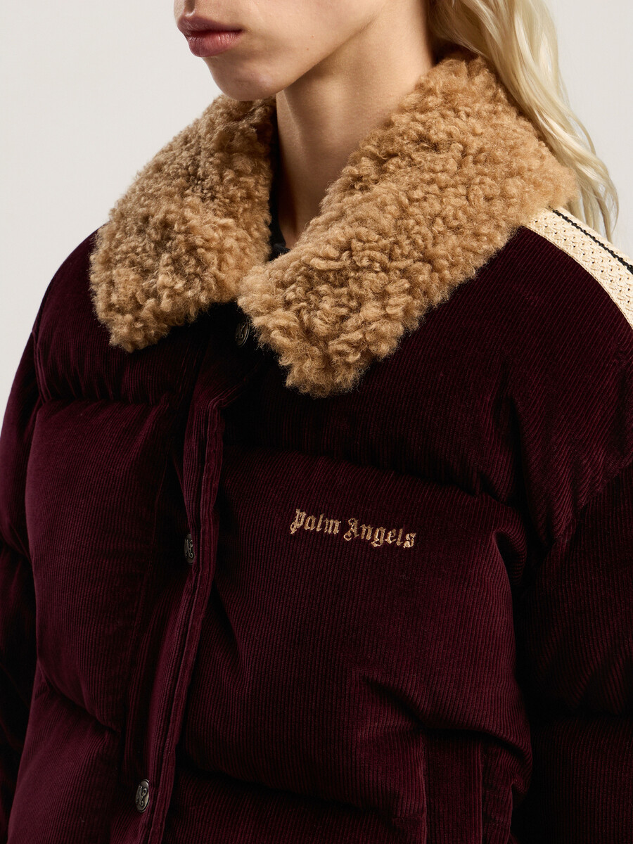 klassische cord-daunenjacke mit logo