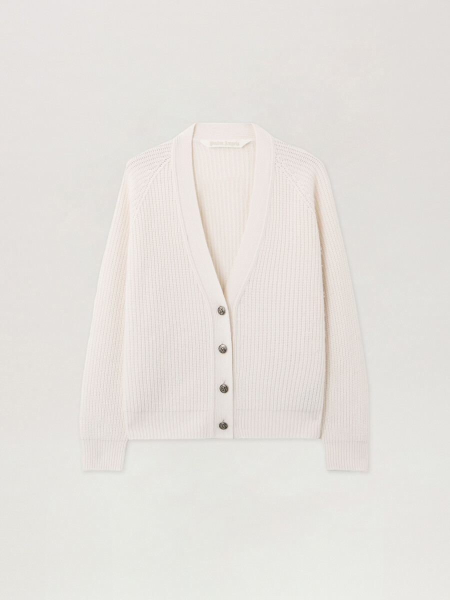 gebogener gerippter cardigan mit logo