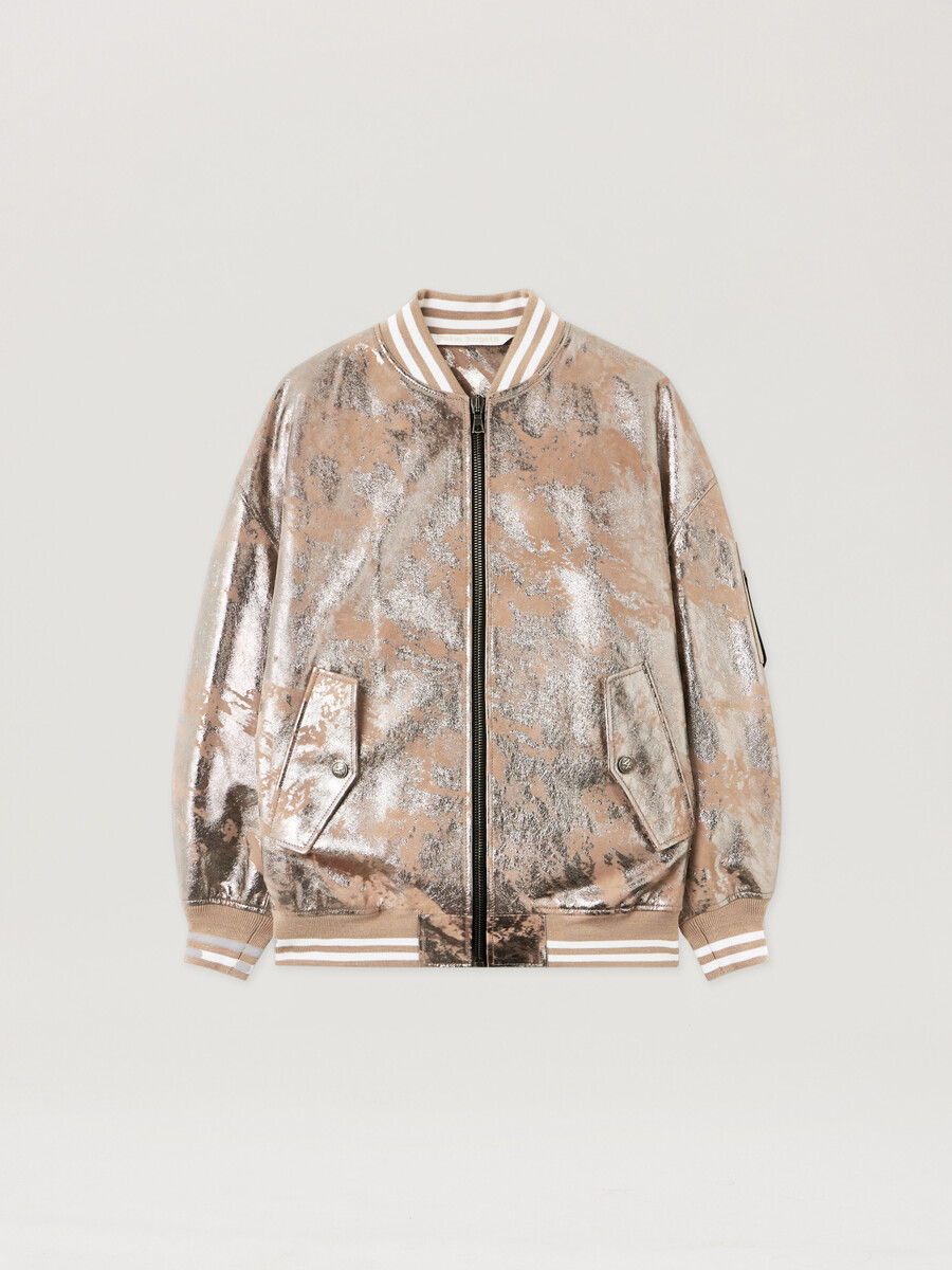 bomberjacke aus laminiertem leder