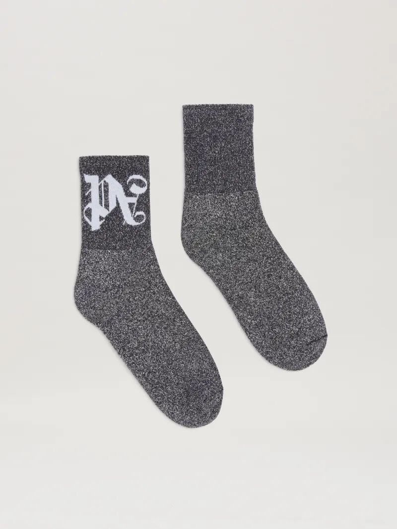 monogramm lurex kurze socken