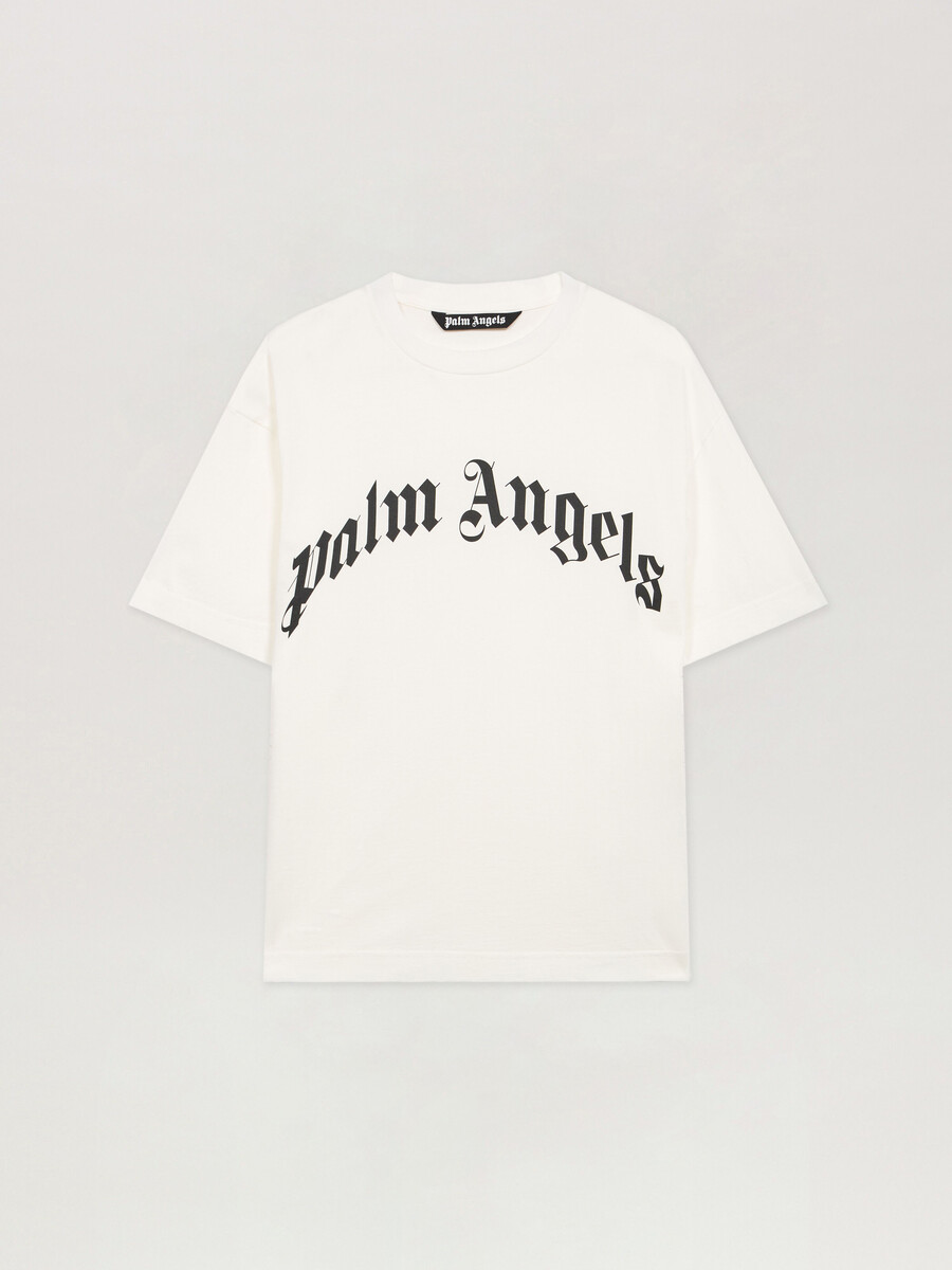 t-shirt mit gebogenem logo