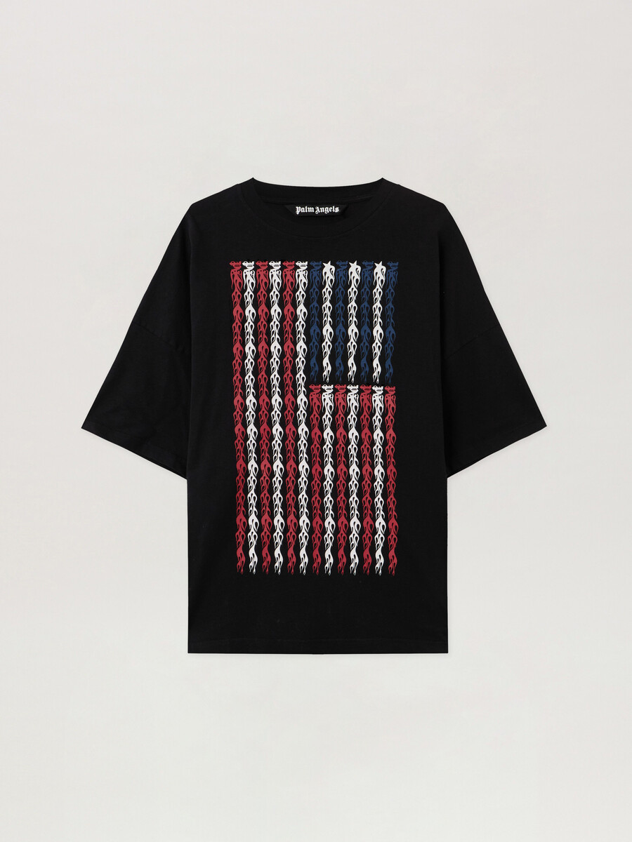 flames flag loose t-shirt