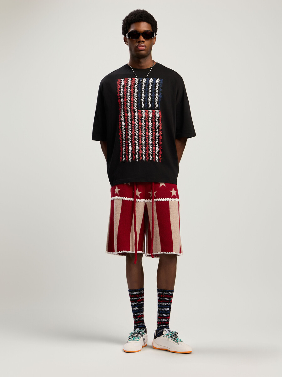 flames flag loose t-shirt