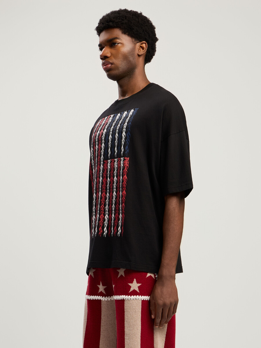 flames flag loose t-shirt