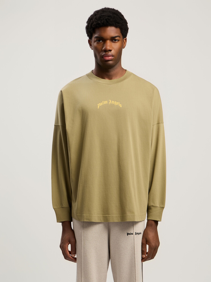 langarm-t-shirt mit geschwungenem logo
