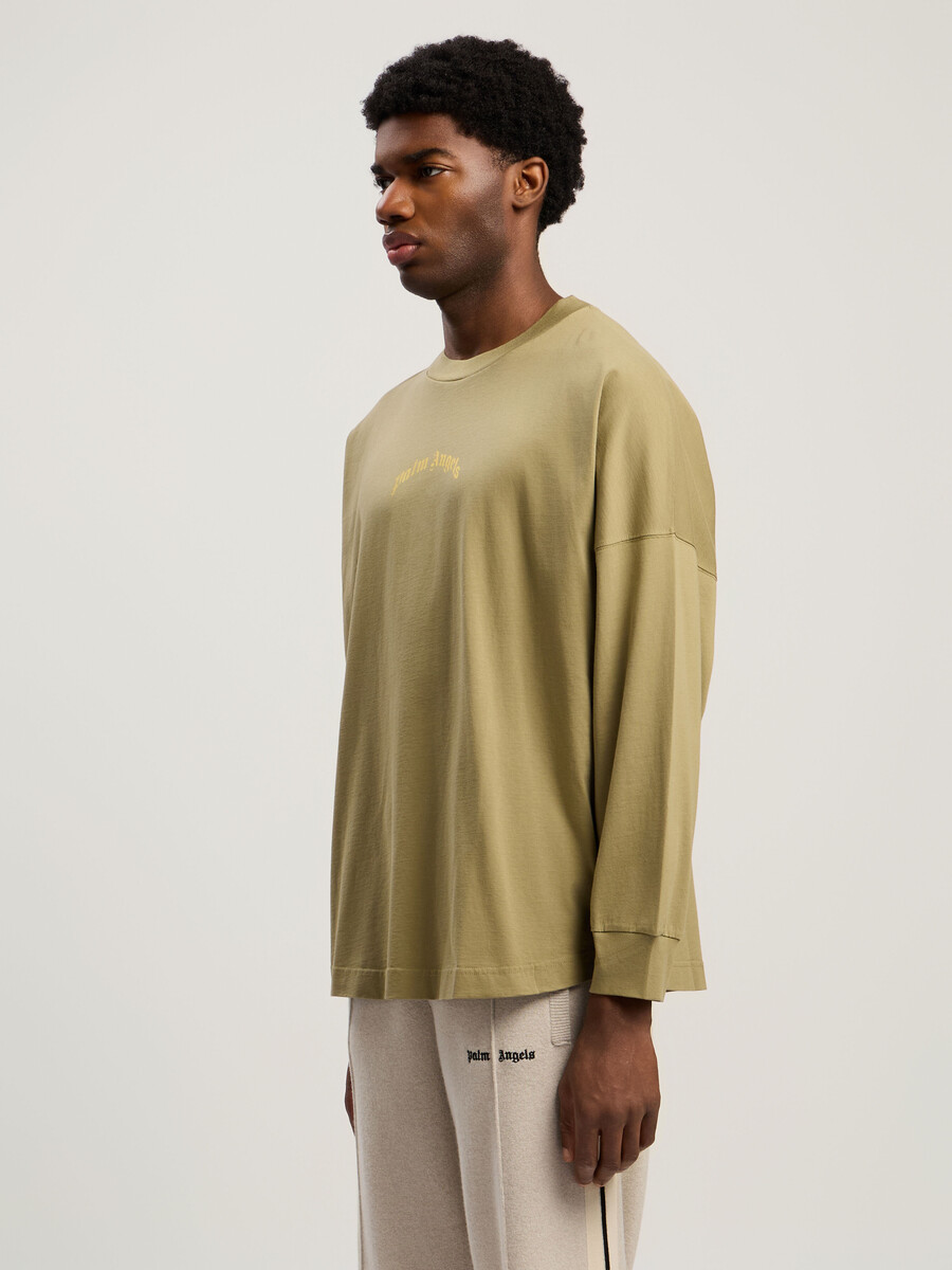 langarm-t-shirt mit geschwungenem logo