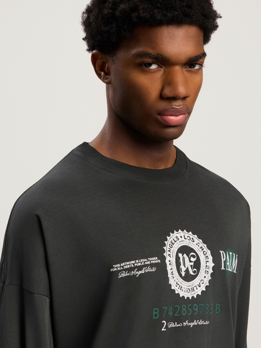 langarm-t-shirt mit dollar-grafik