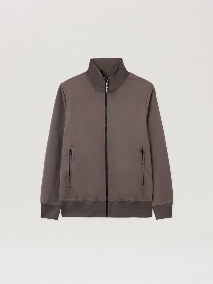 trainingsjacke mit gebogenem logo auf der rückseite