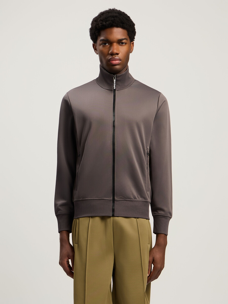 trainingsjacke mit gebogenem logo auf der rückseite