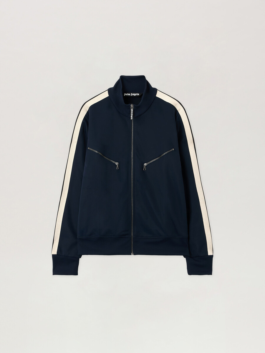 trainingsjacke mit gebogenem logo und reißverschluss
