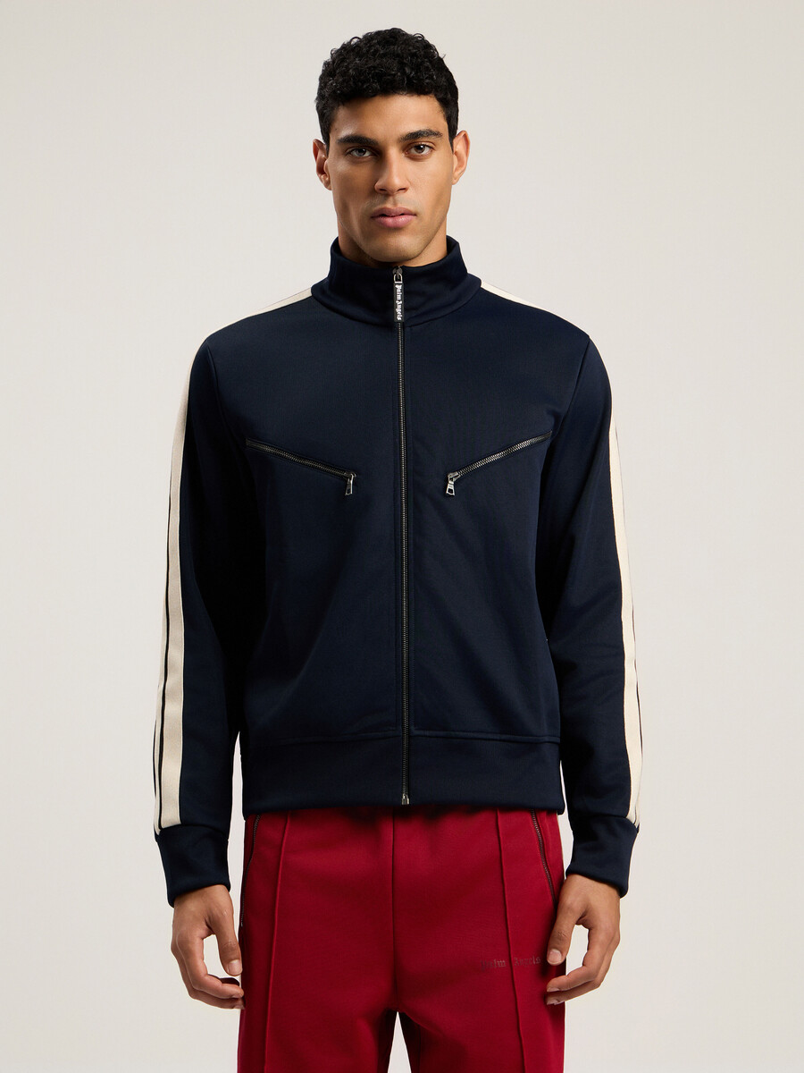 trainingsjacke mit gebogenem logo und reißverschluss