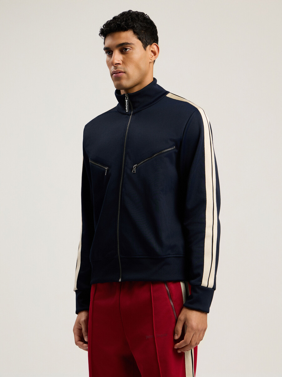 trainingsjacke mit gebogenem logo und reißverschluss