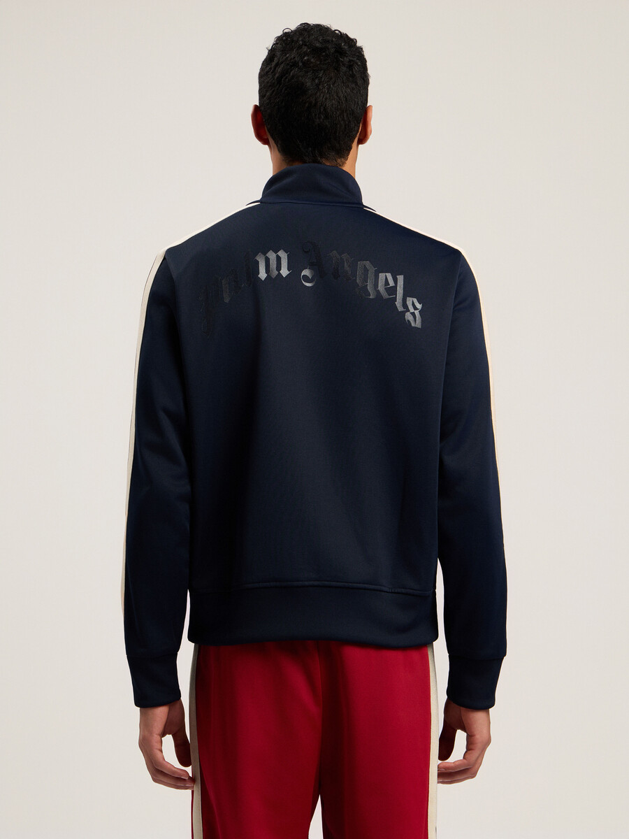 trainingsjacke mit gebogenem logo und reißverschluss
