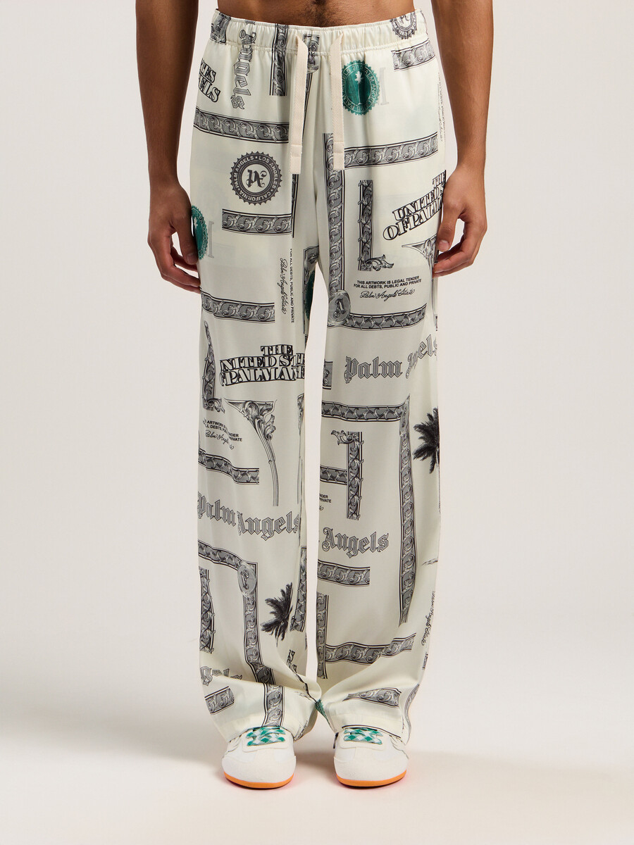 weite hose mit dollar-print