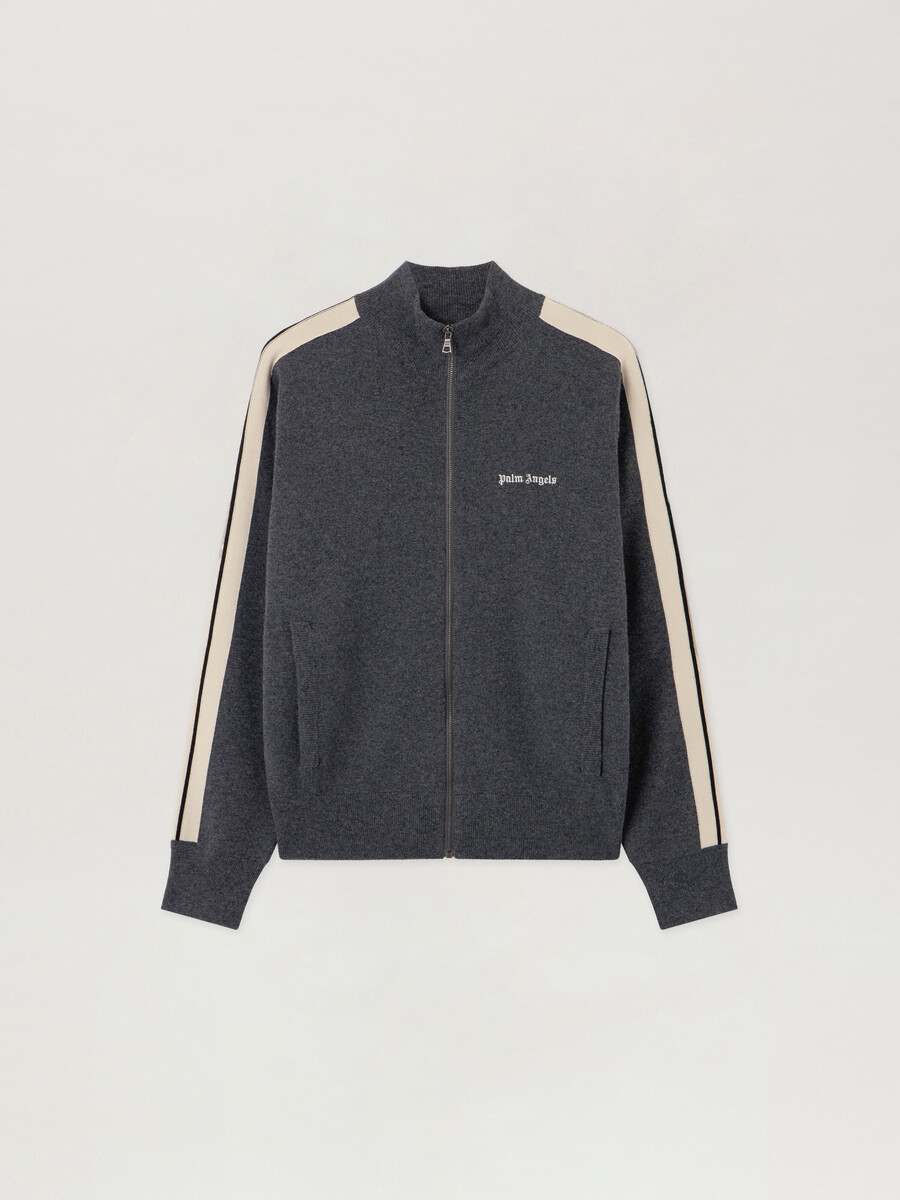 klassische strick-trainingsjacke mit logo