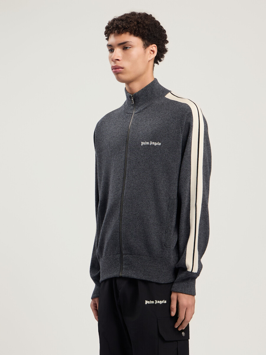 klassische strick-trainingsjacke mit logo