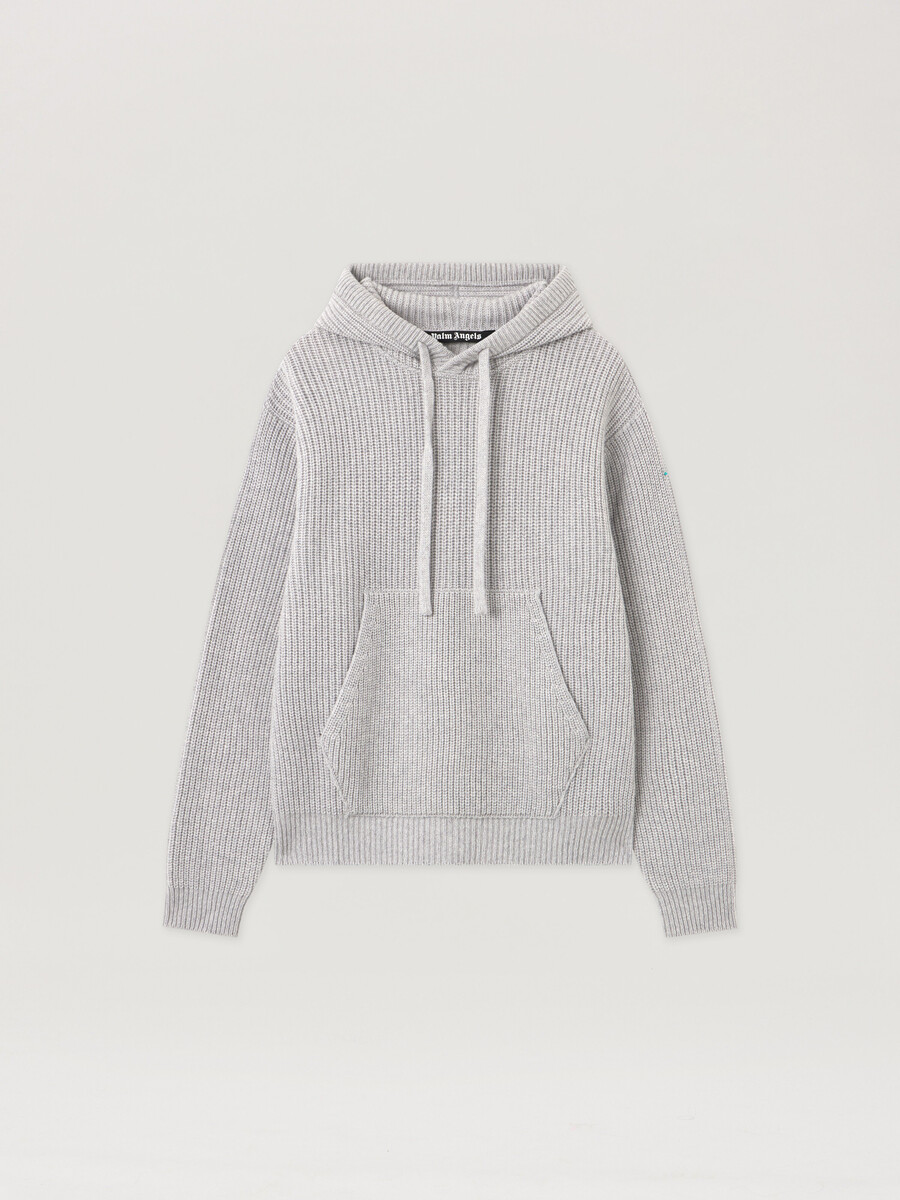 kapuzenpullover mit geschwungenem logo und rippstrick