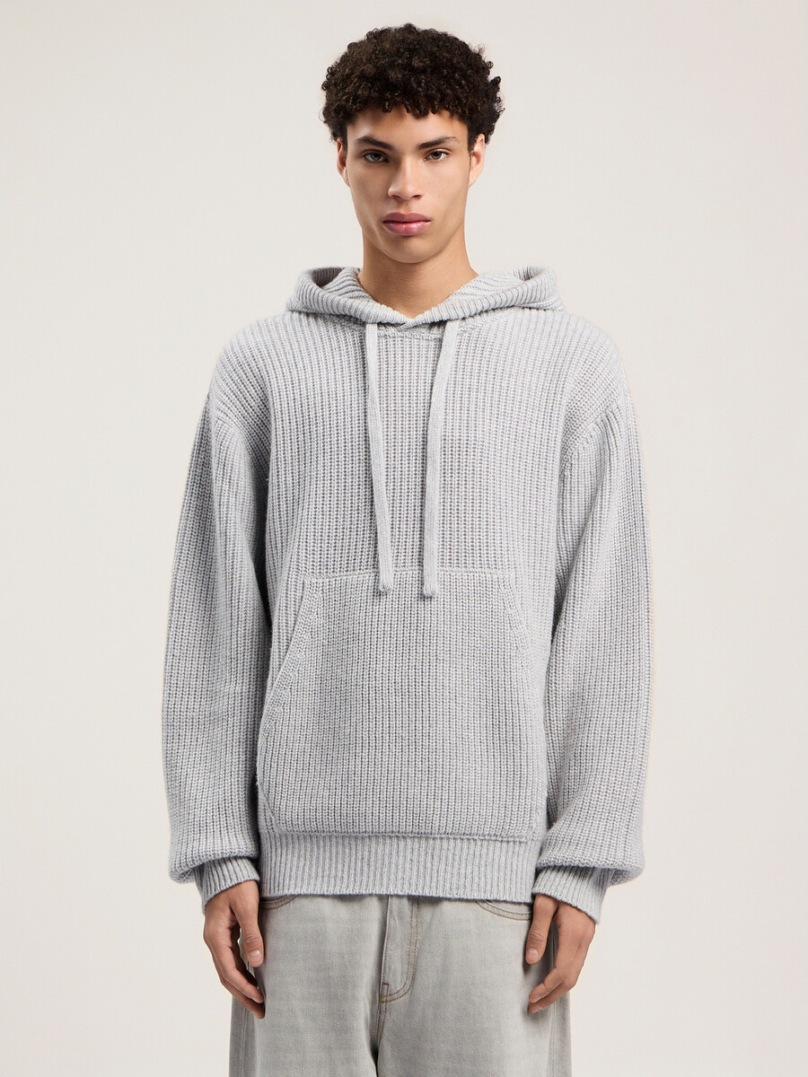 kapuzenpullover mit geschwungenem logo und rippstrick
