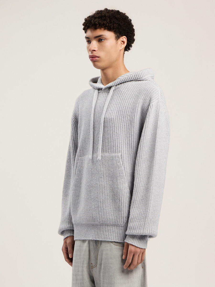 kapuzenpullover mit geschwungenem logo und rippstrick