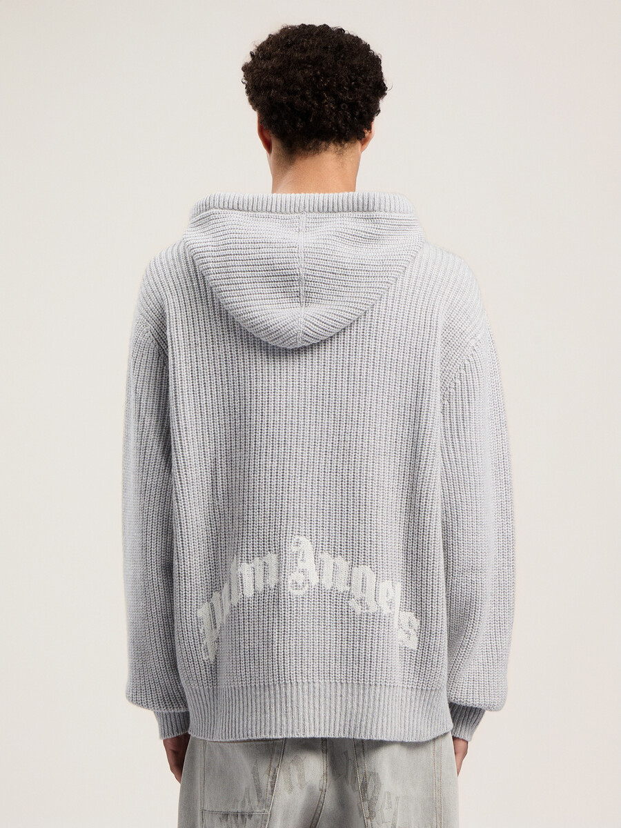 kapuzenpullover mit geschwungenem logo und rippstrick