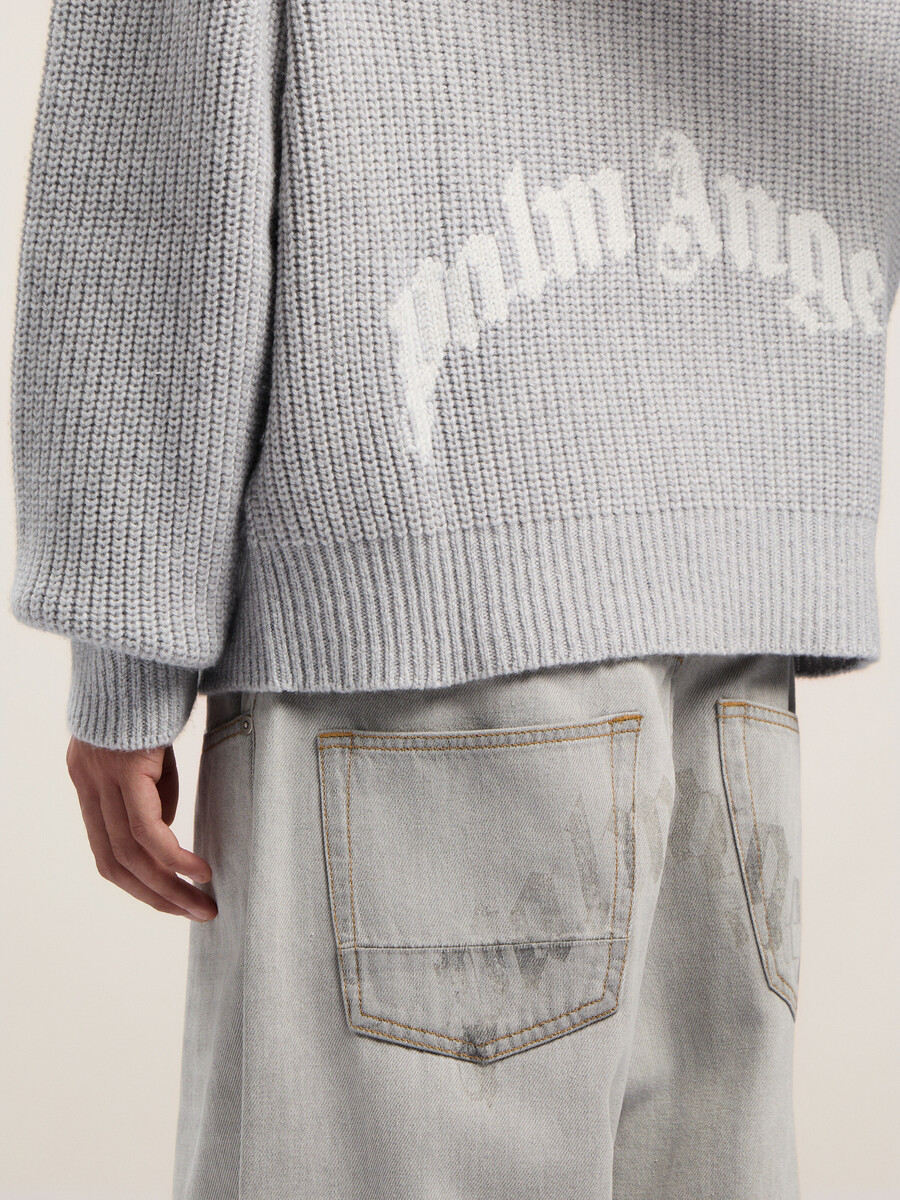kapuzenpullover mit geschwungenem logo und rippstrick