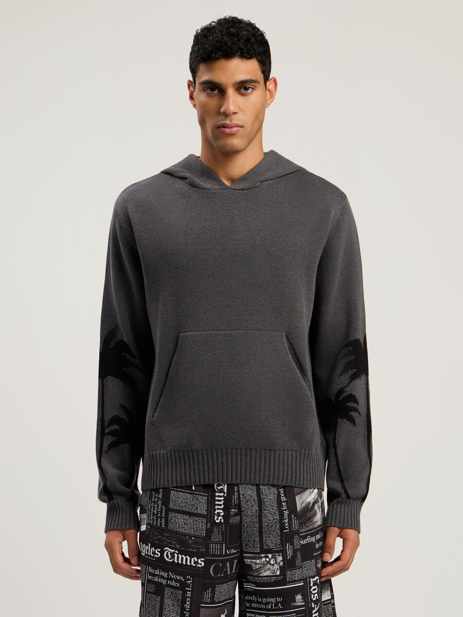 strickhoodie mit rückenmotiv
