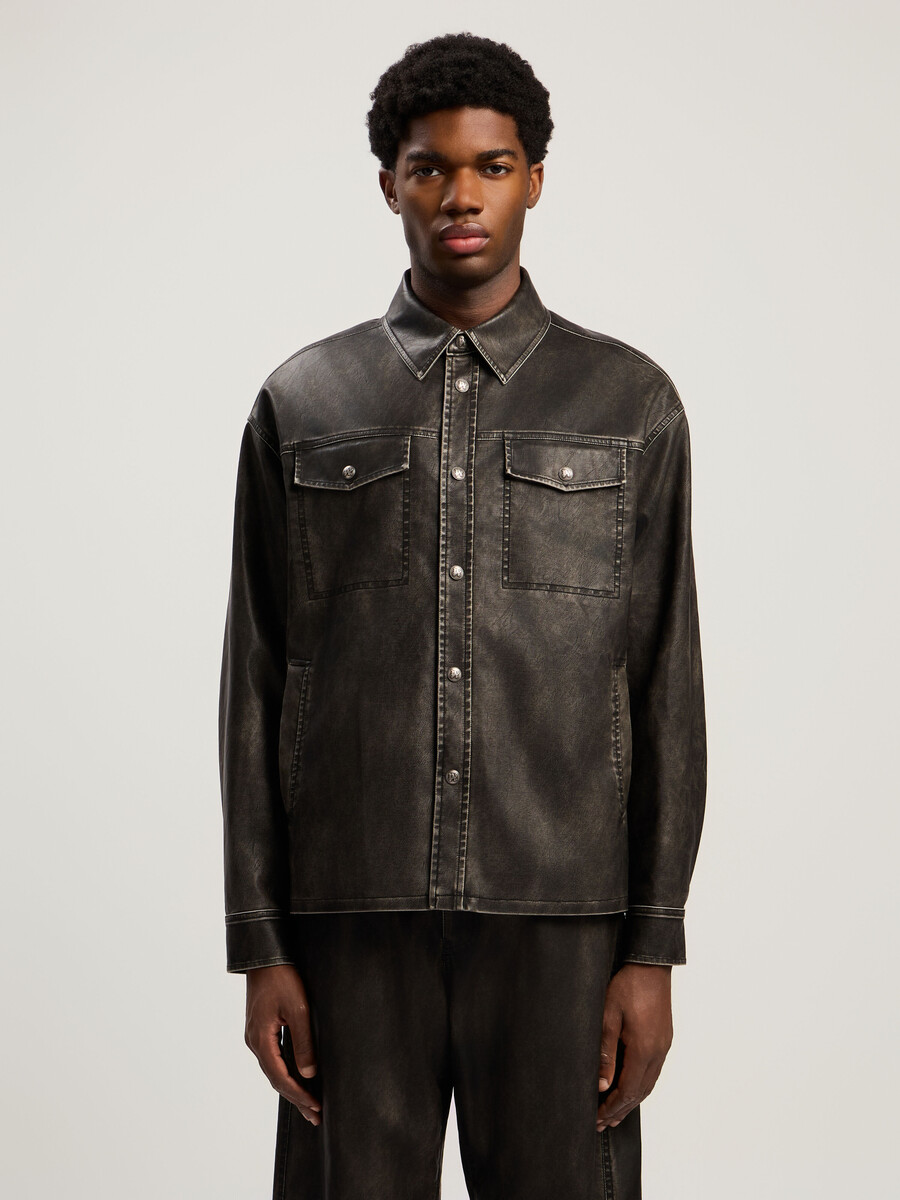 beschichtetes overshirt mit gebogenem logo